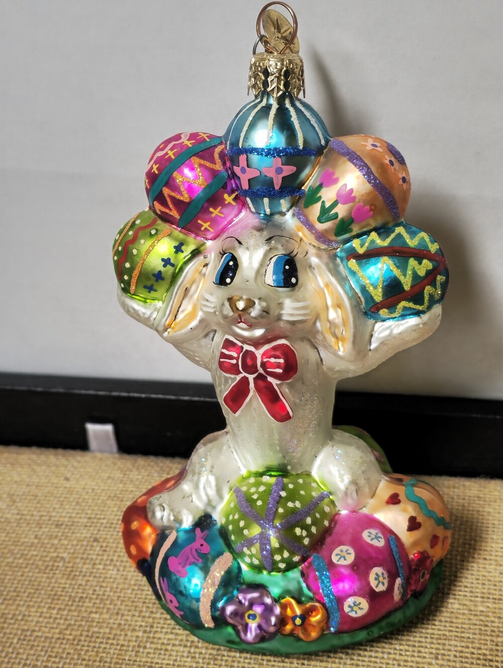 Vintage Christopher Radko "An Even Dozen" Easter Bunny Glass Ornament